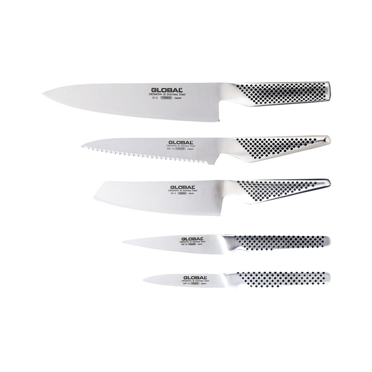 Global Katana 6pc Knife Block Set - Bamboo (Made in Japan)