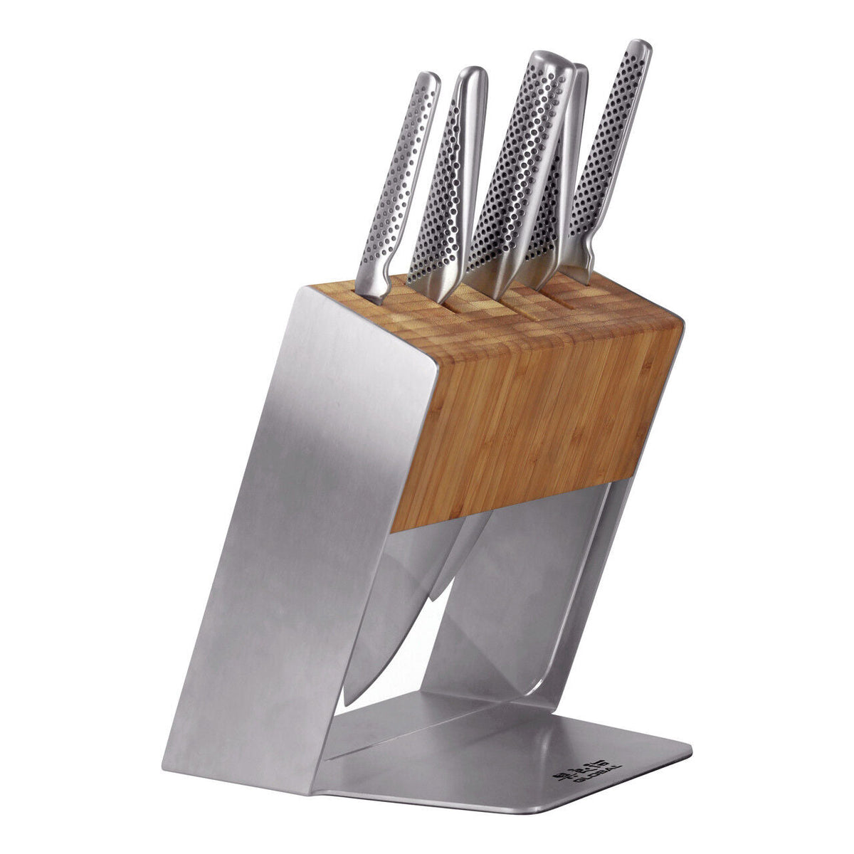 Global Katana 6pc Knife Block Set - Bamboo (Made in Japan)