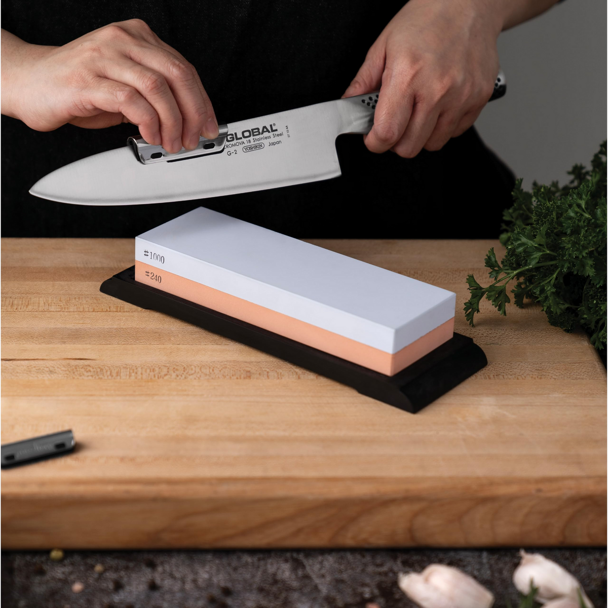 Global Combination Whetstone Large 1000/240 Grit G-1800L Medium/Course - Made in Japan