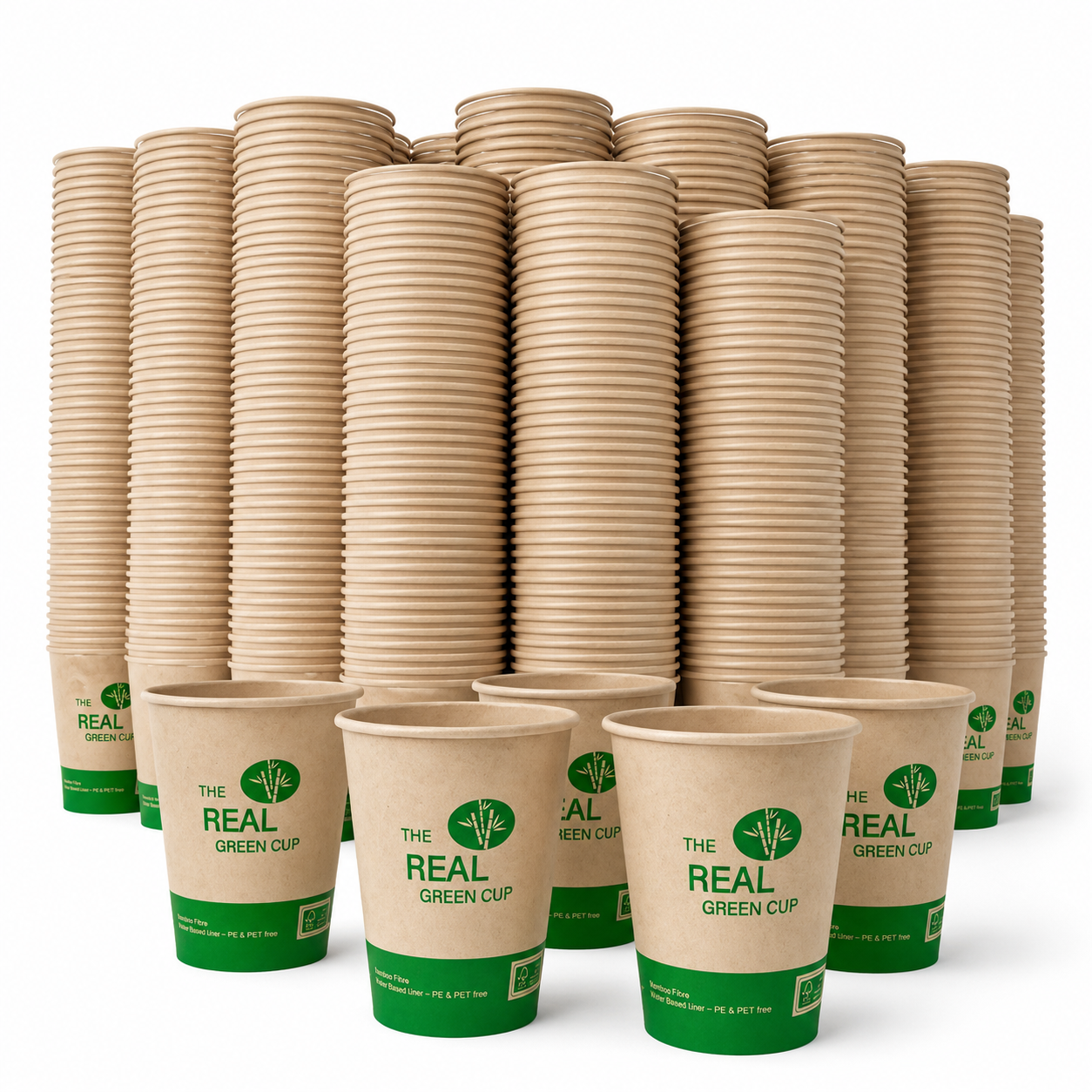 2500x Bamboo Paper Drinking Coffee Cups (Single Wall) w/ Water Based Lining - 7oz (210ml)