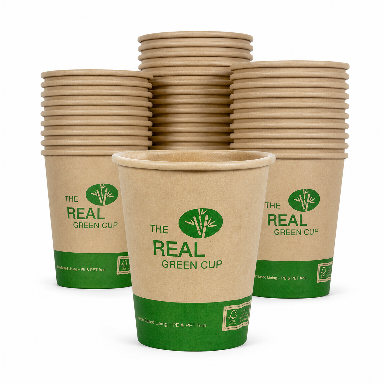 500x Bamboo Paper Drinking Coffee Cups (Double Wall) w/ Water Based Lining - 8oz (280ml)
