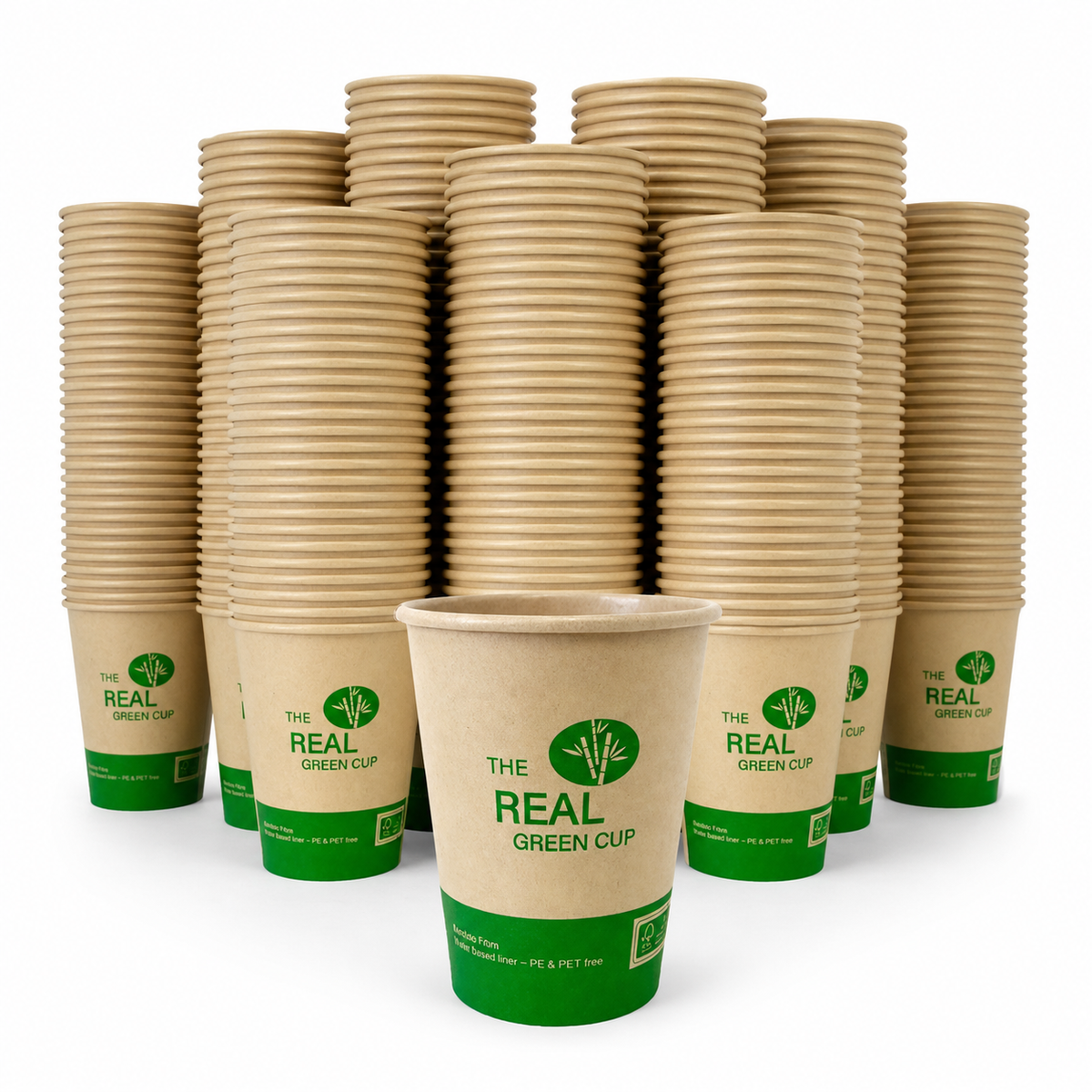 1000x Bamboo Paper Drinking Coffee Cups (Single Wall) w/ Water Based Lining - 7oz (210ml)