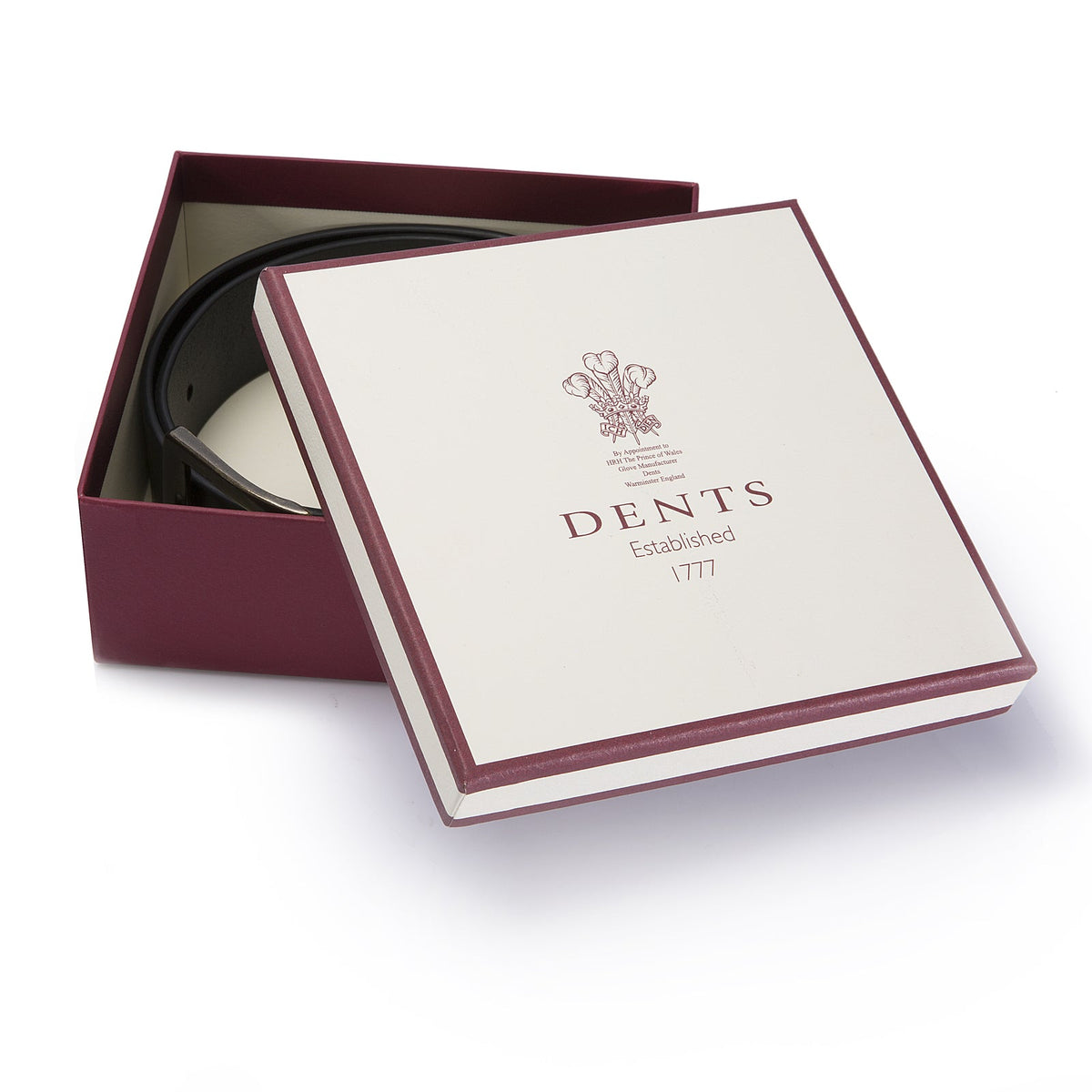 Dents Mens Contrast-Lined Leather Belt - Black