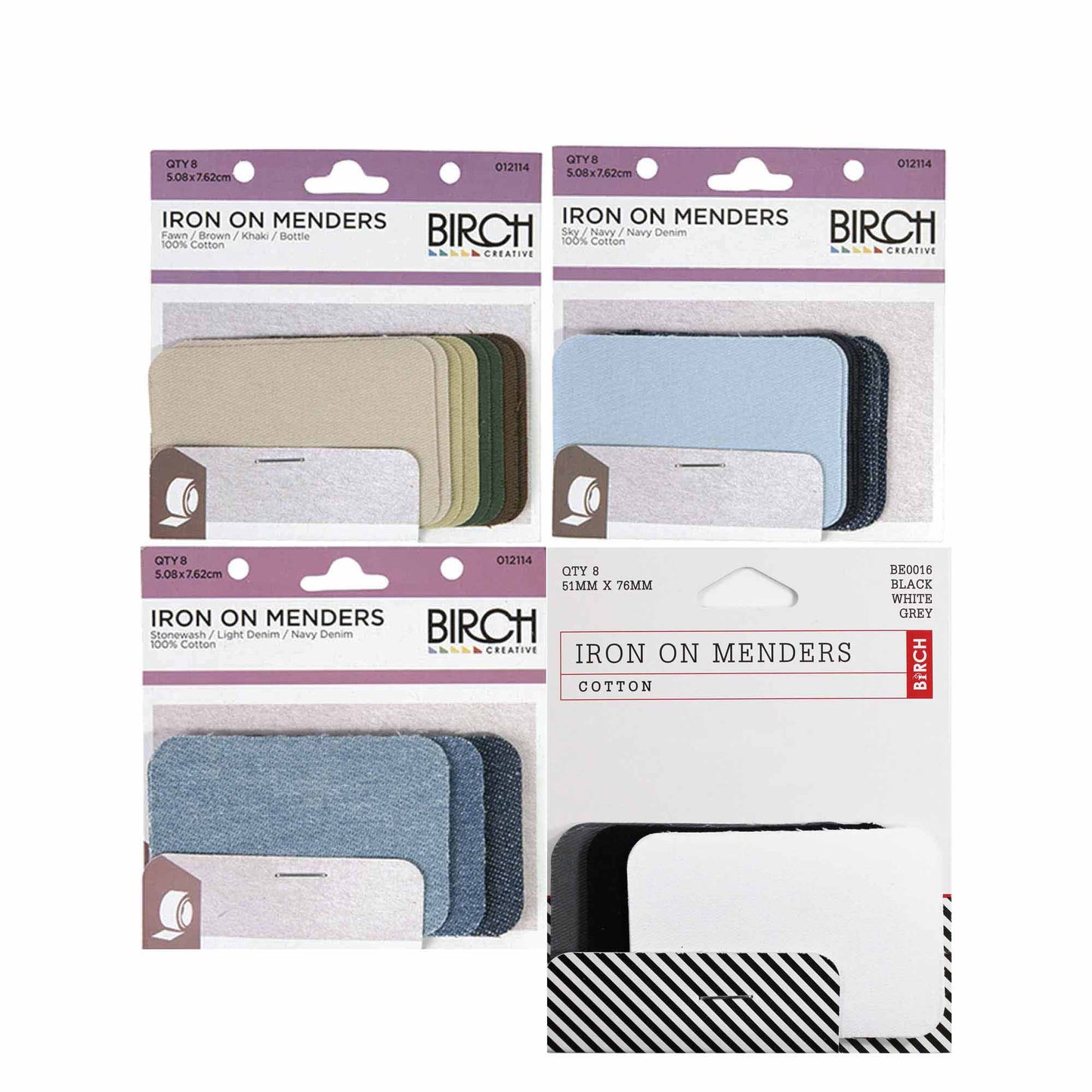 8 Pck Iron On Menders 5.08x7.62cm Cotton Clothes Mending Repair Patches Birch-0