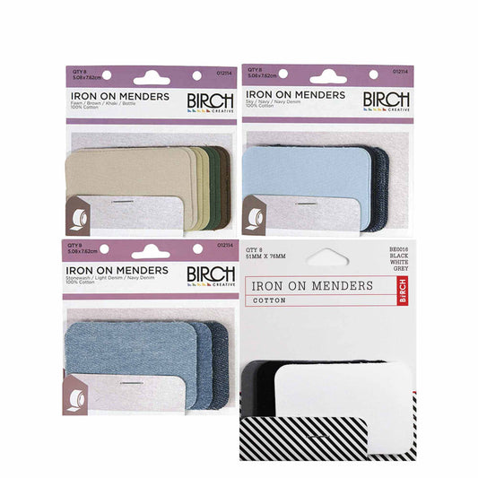 8 Pck Iron On Menders 5.08x7.62cm Cotton Clothes Mending Repair Patches Birch-0