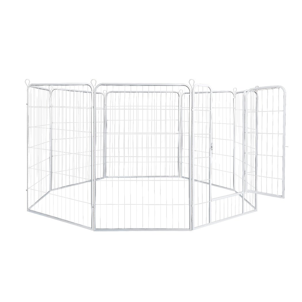 8 Panel 48'' Puppy Exercise Playpen Enclosure - White-1
