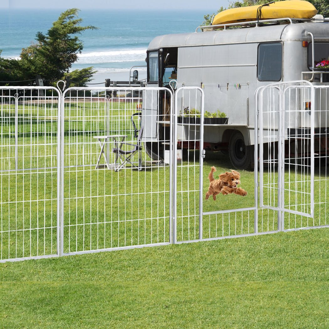 8 Panel 48'' Puppy Exercise Playpen Enclosure - White-2