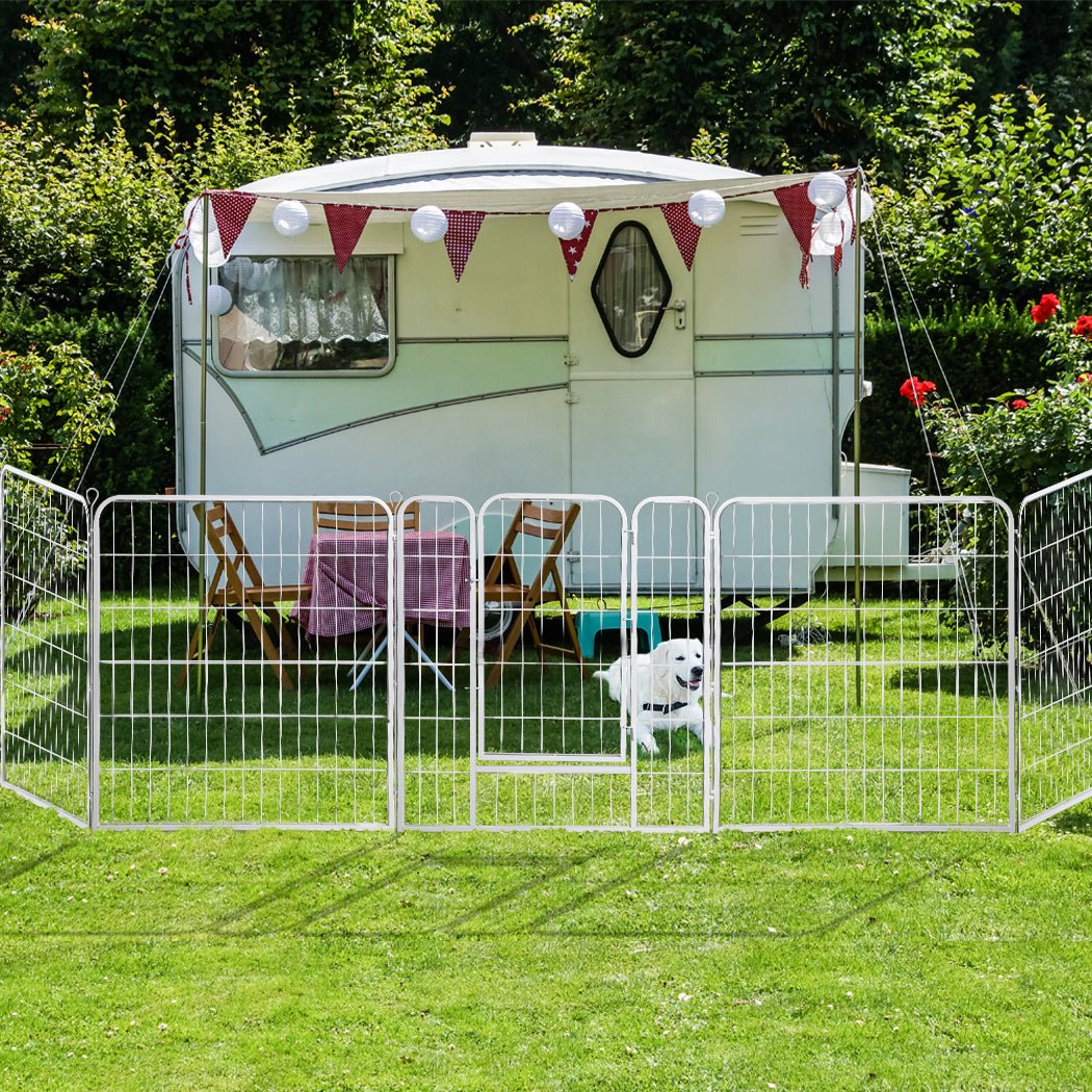 8 Panel 48'' Puppy Exercise Playpen Enclosure - White-4