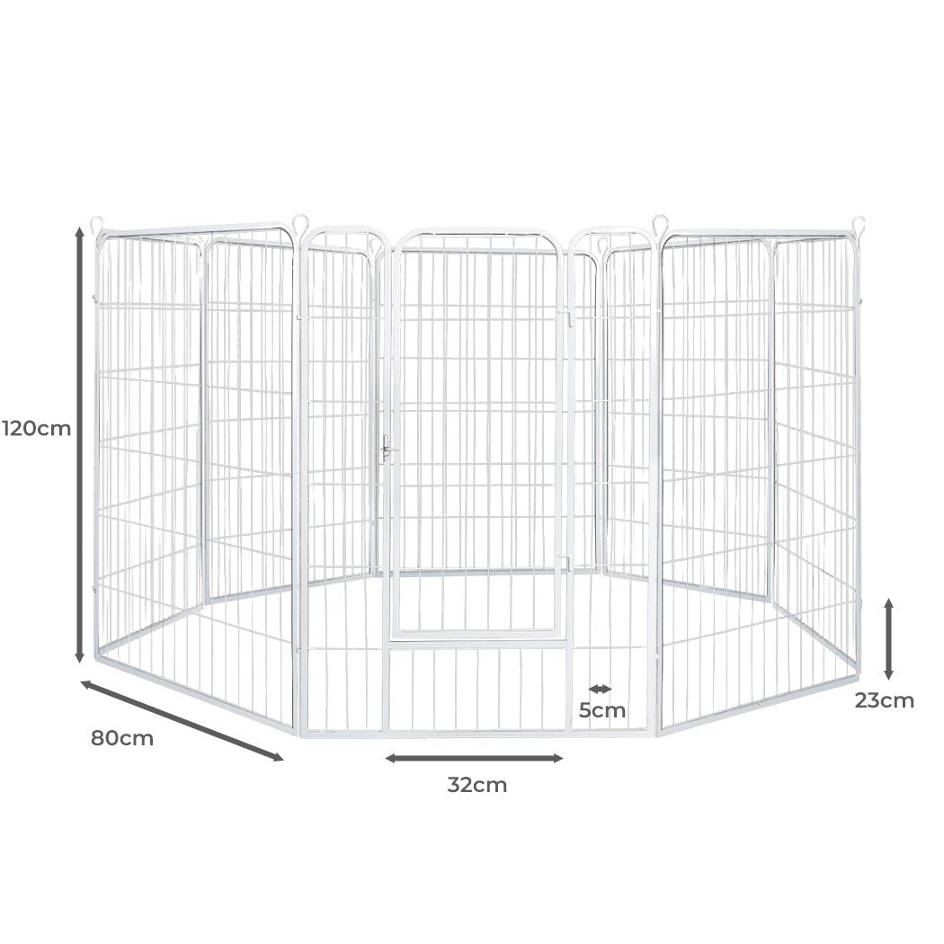8 Panel 48'' Puppy Exercise Playpen Enclosure - White-3