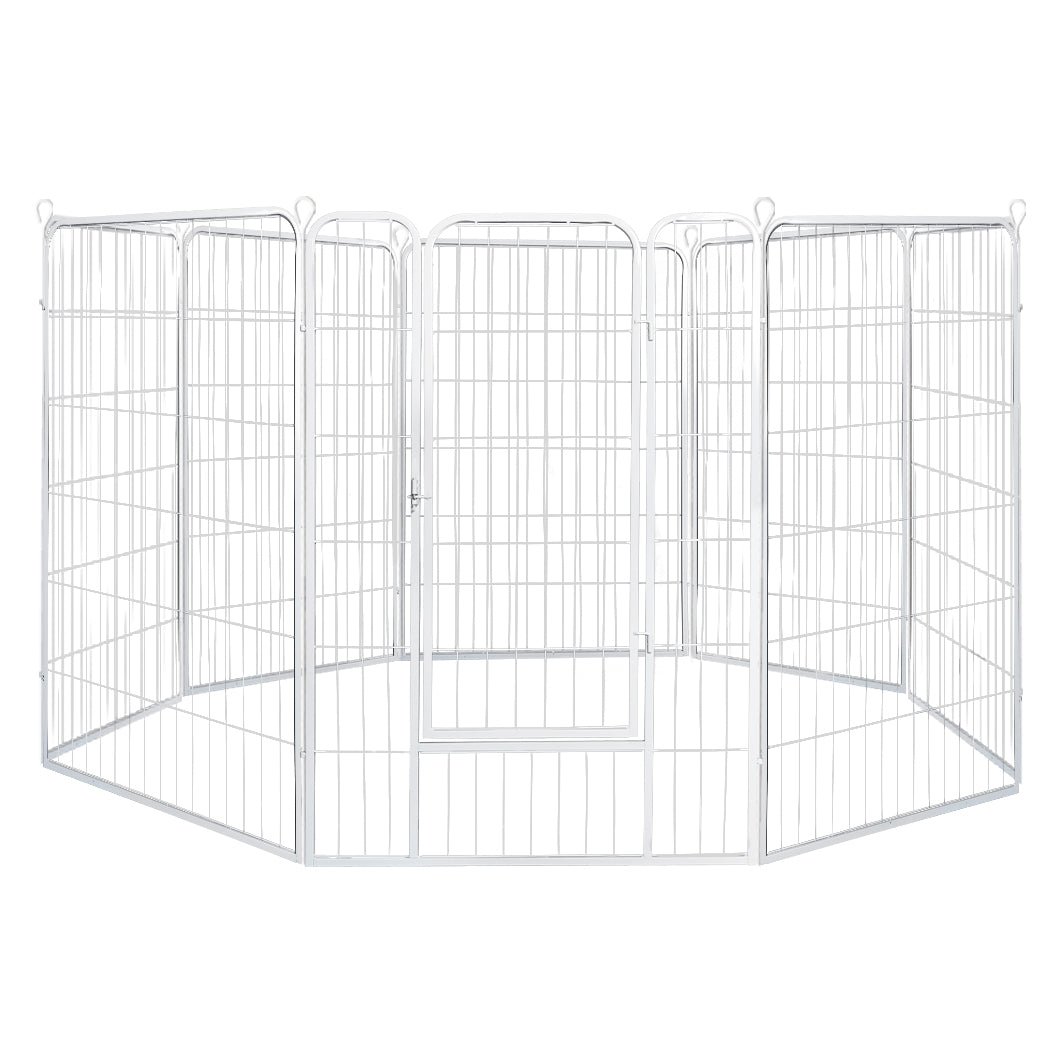 8 Panel 48'' Puppy Exercise Playpen Enclosure - White-0