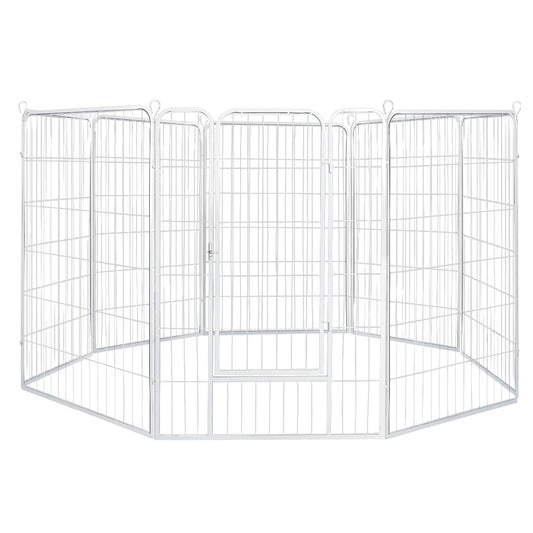 8 Panel 48'' Puppy Exercise Playpen Enclosure - White-0