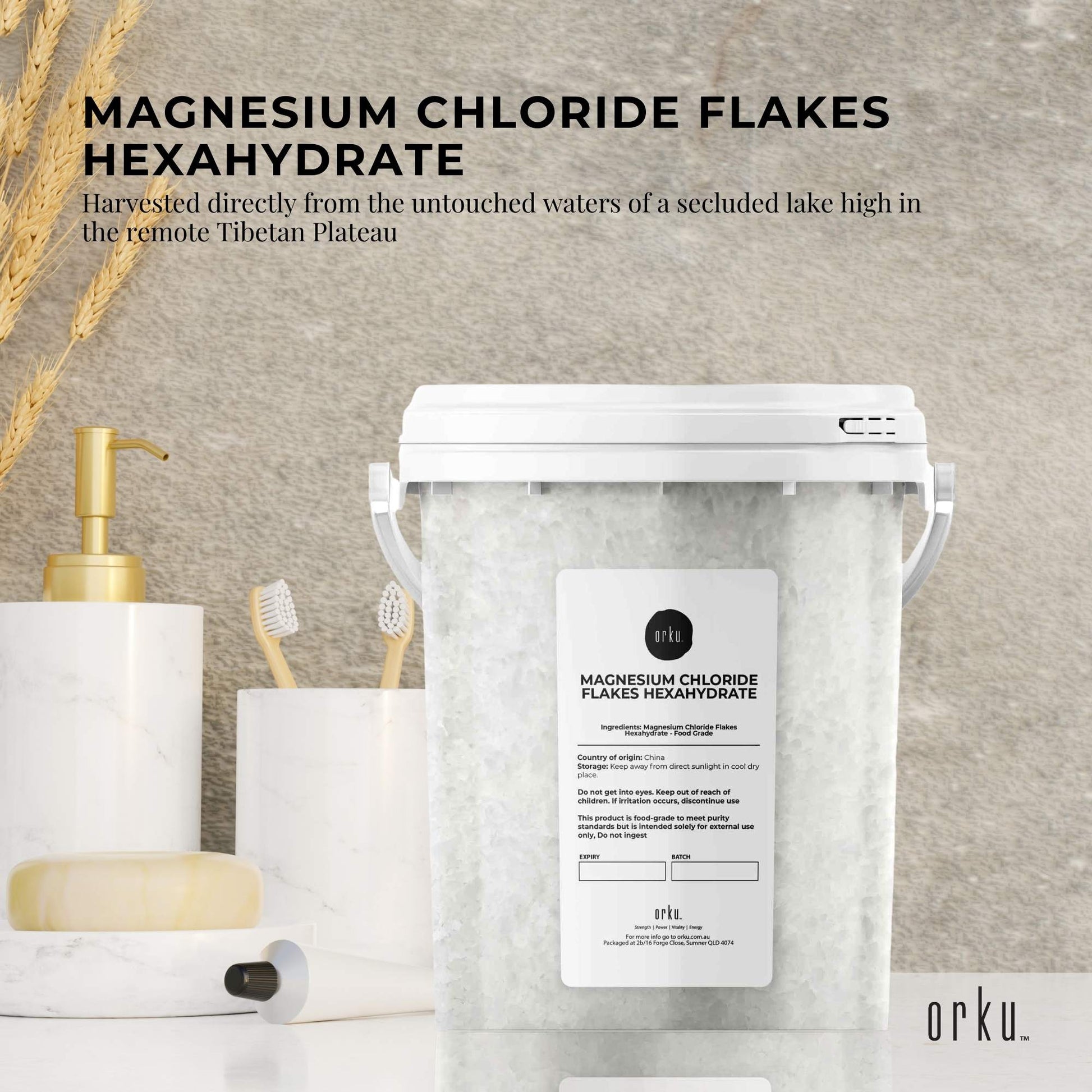 800g Magnesium Chloride Flakes Hexahydrate Tub -  Organic USP Food Grade Salt-1