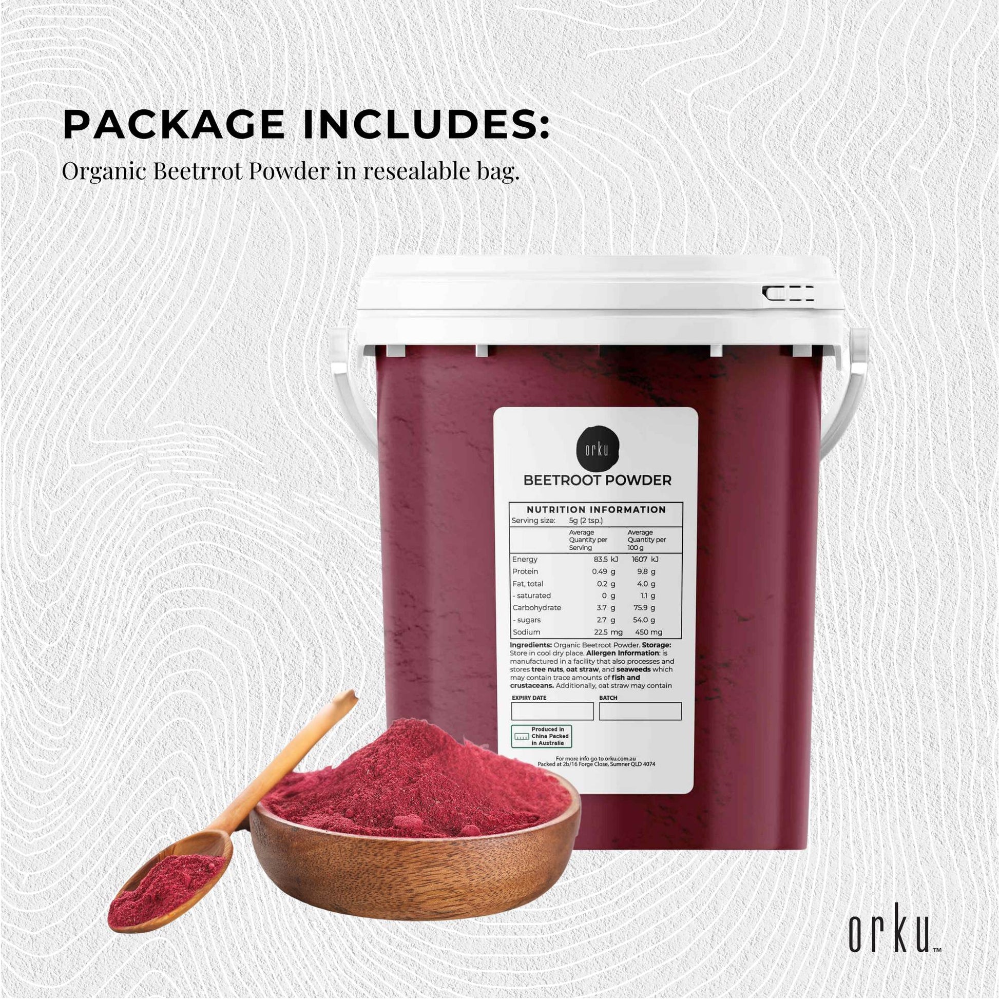 800g Organic Beetroot Powder Bucket Superfood Beet Root Supplement Beta Vulgaris-2
