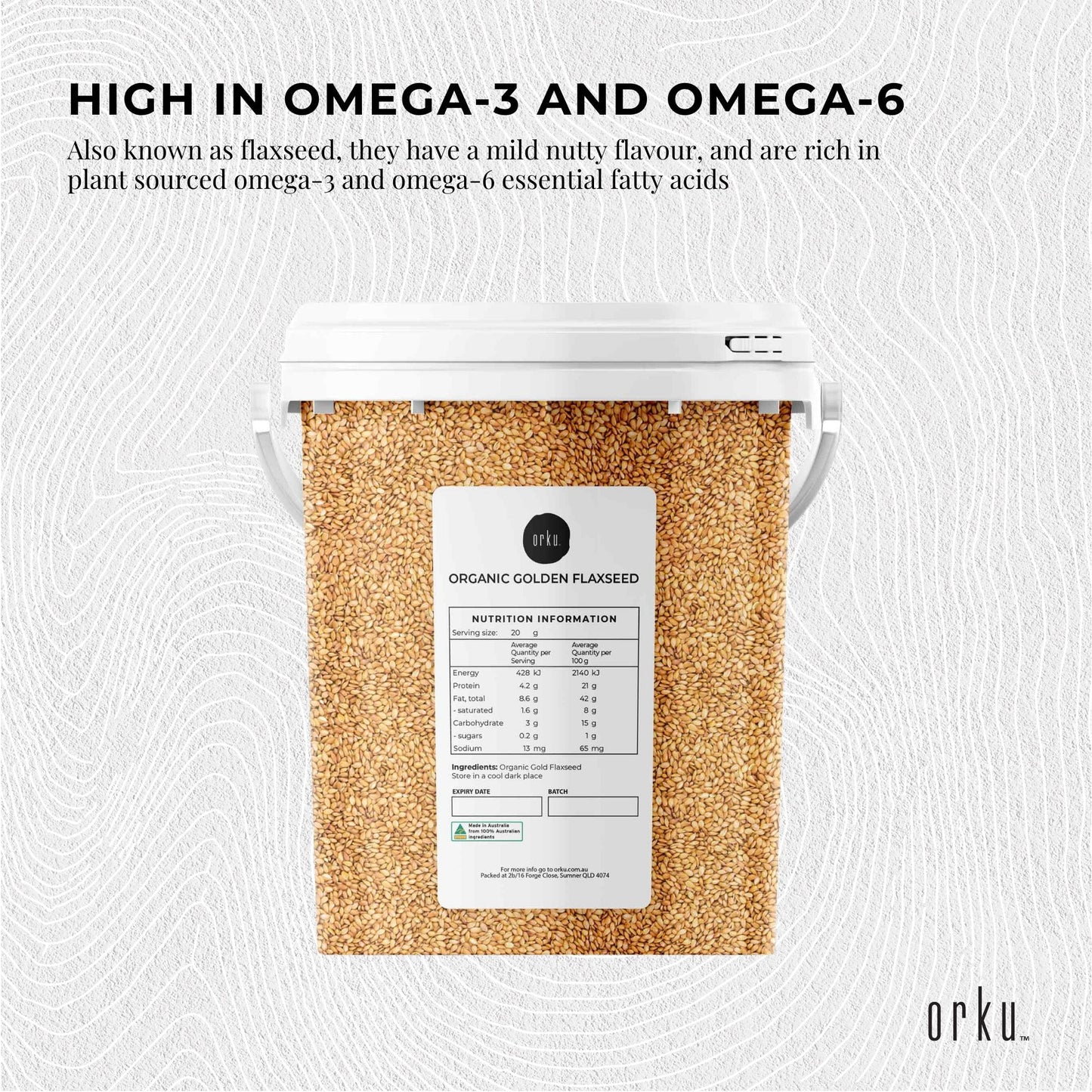 800g Organic Golden Linseed Flaxseed Tub Whole Flax Seed No GMO Omega3 6 Fibre-2