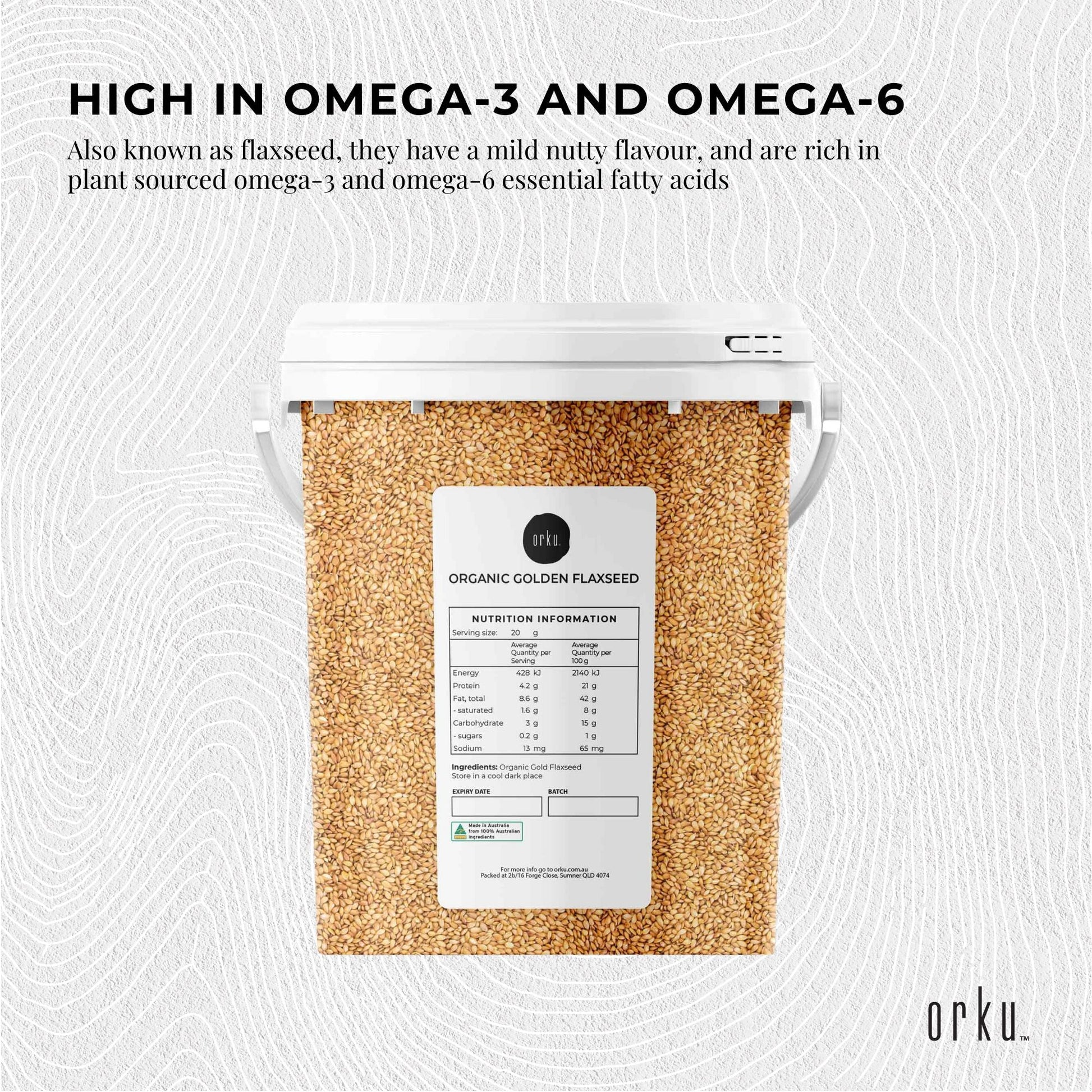 800g Organic Golden Linseed Flaxseed Tub Whole Flax Seed No GMO Omega3 6 Fibre-2