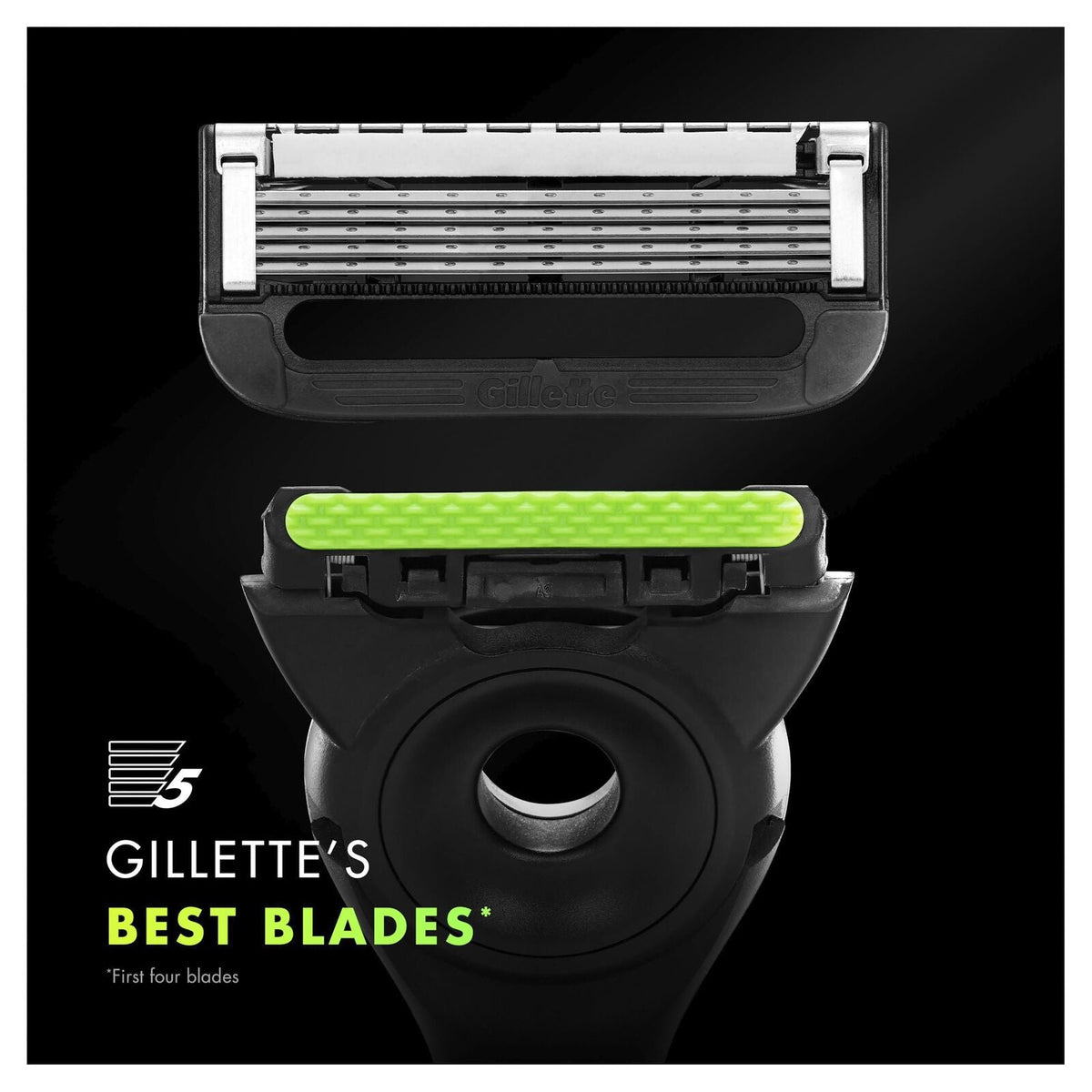 Gillette Labs Mens Razor 5 Blade Exfoliating Bar Handle with 4 Cartridges & Stand