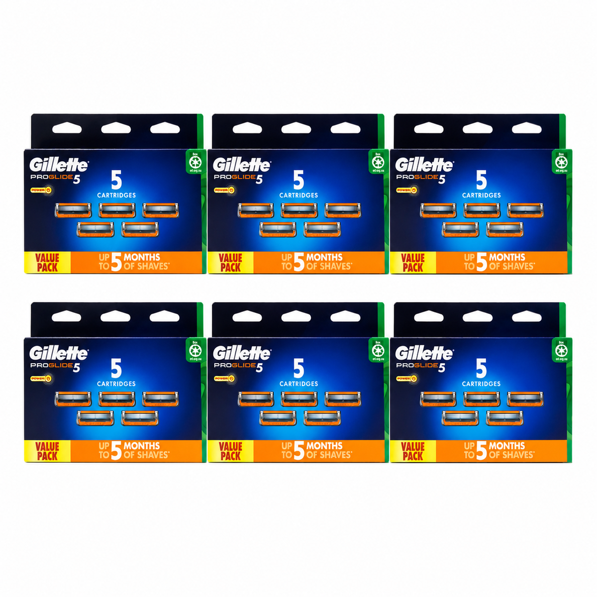 30x Gillette Pro Glide Razor Cartridges Refills Mens (6 Packs of 5 Cartridges)