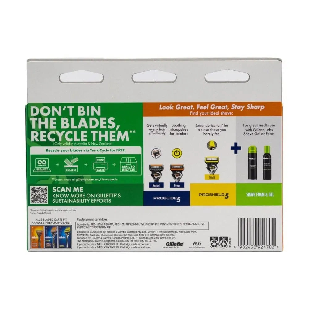 5x Gillette Pro Glide Razor Cartridges Refills Mens