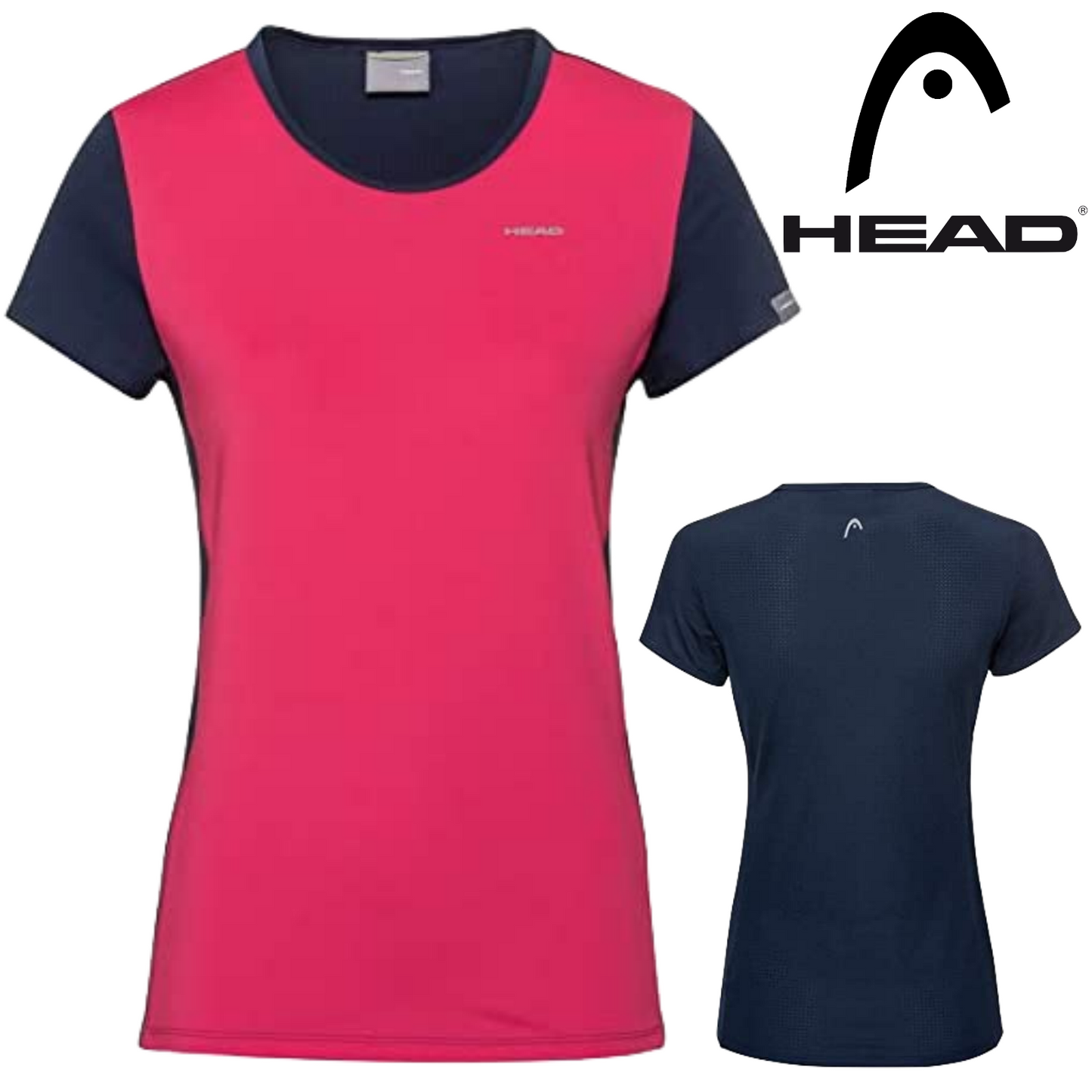 HEAD Womens Mia T-Shirt Tennis Sports Gym Workout - Magenta/Dark Blue-4
