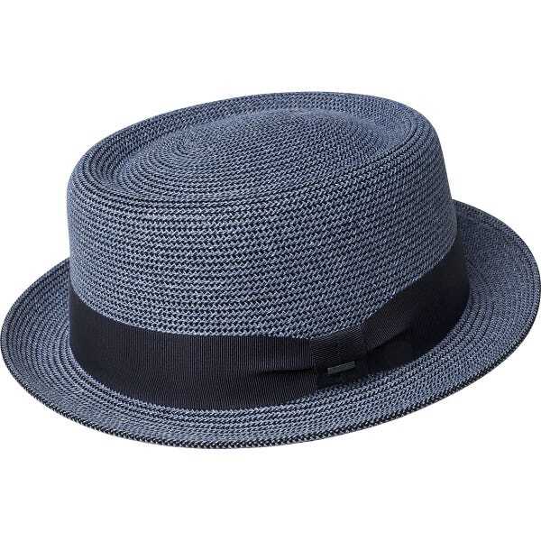 Bailey Mens Waits Paper Straw Hat Made in USA Pork Pie - Blue Surf-1