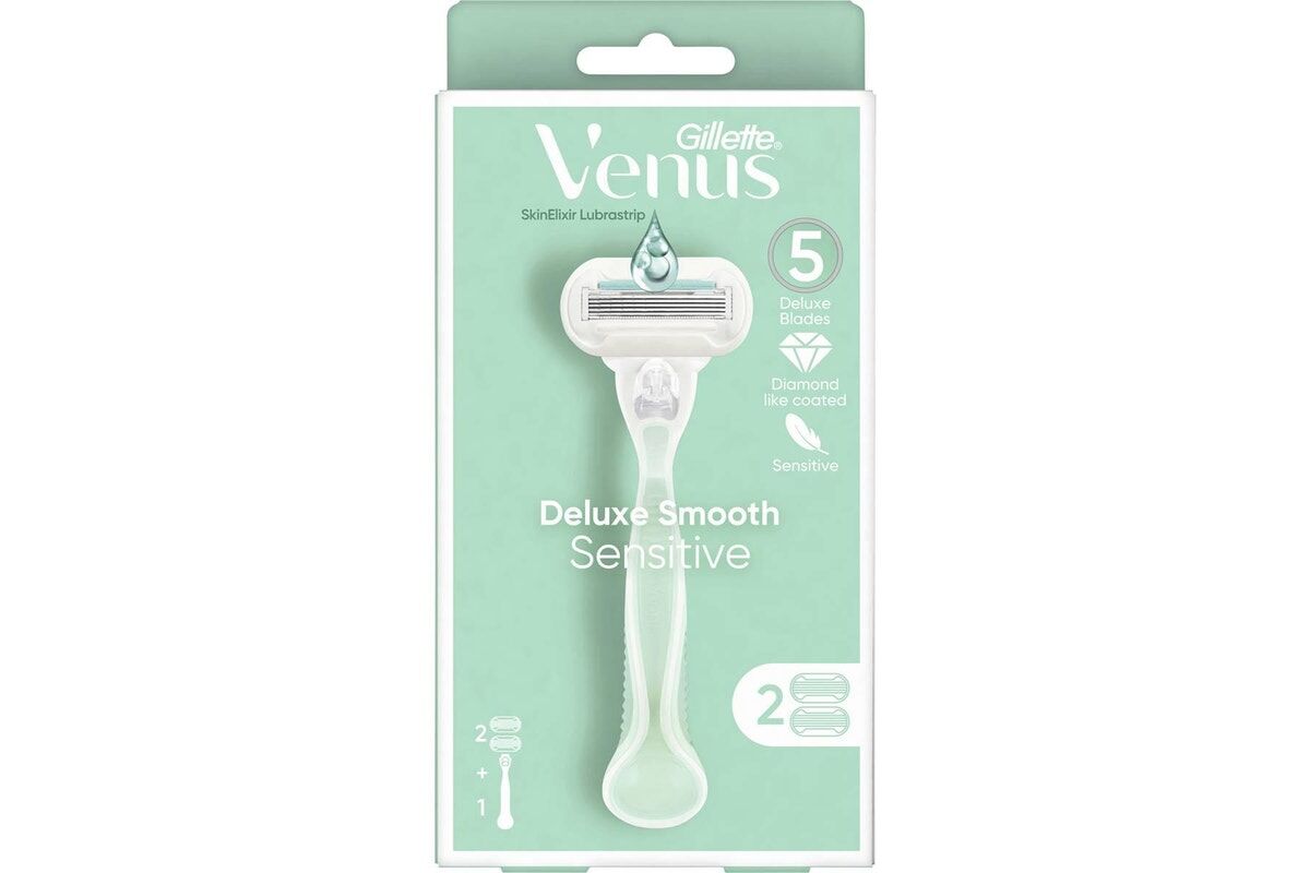 Gillette Womens Venus 3 Blade Razor Smooth Sensitive Includes Handle + 2 Cartridge