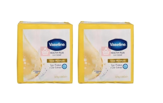6x 75g Vaseline Total Moisture Bar Soap (450g Total)