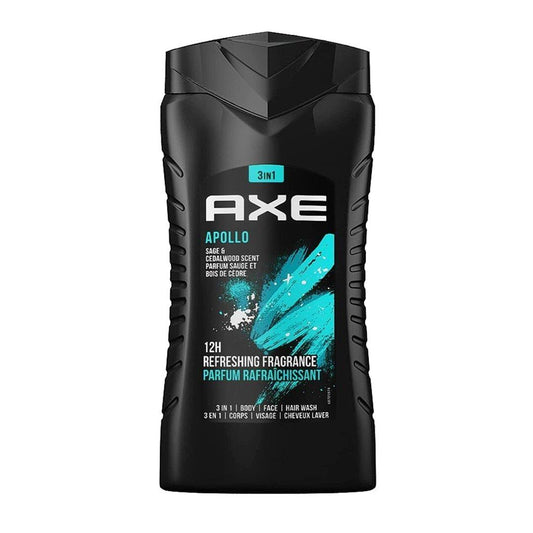 AXE Apollo 3-in-1 Body Face & Hair Wash in Green Fruit Sage Scent – 250mL