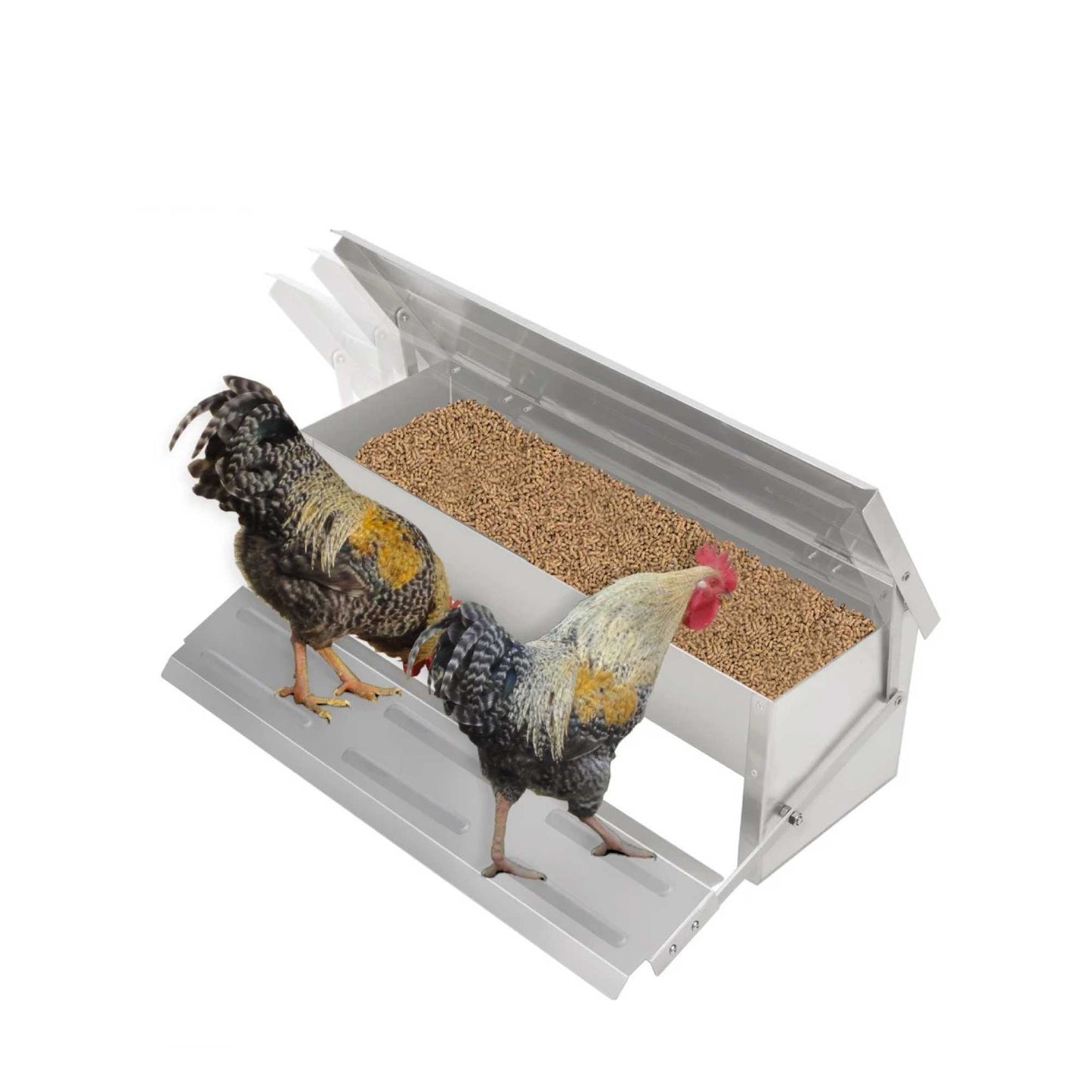 8L Automatic Chook Chicken Feeder Poultry Auto Treadle Aluminium Metal Coop-3