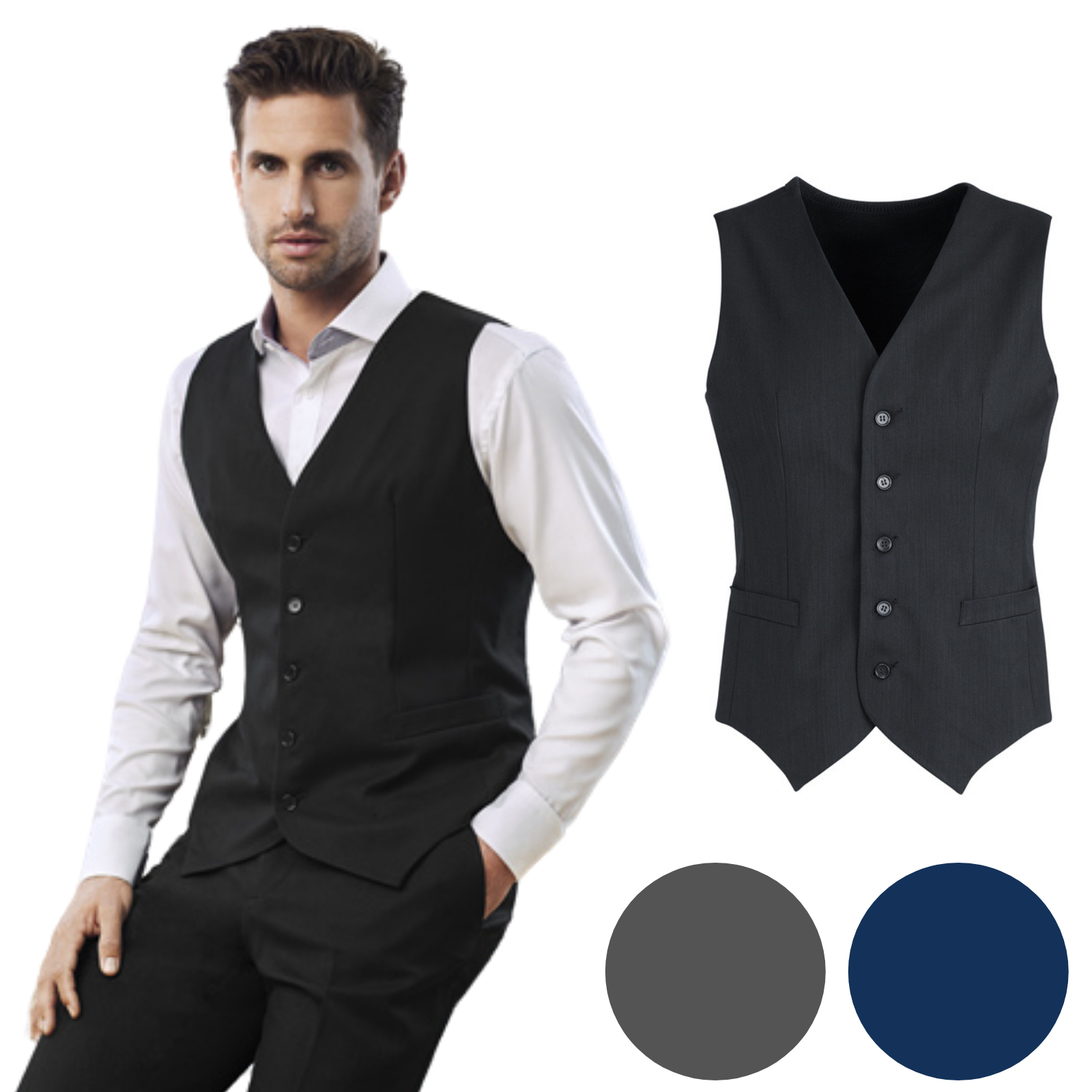 Mens Peaked Vest Waistcoat w/ Knitted Back Suit Formal Wedding Dress Up-0