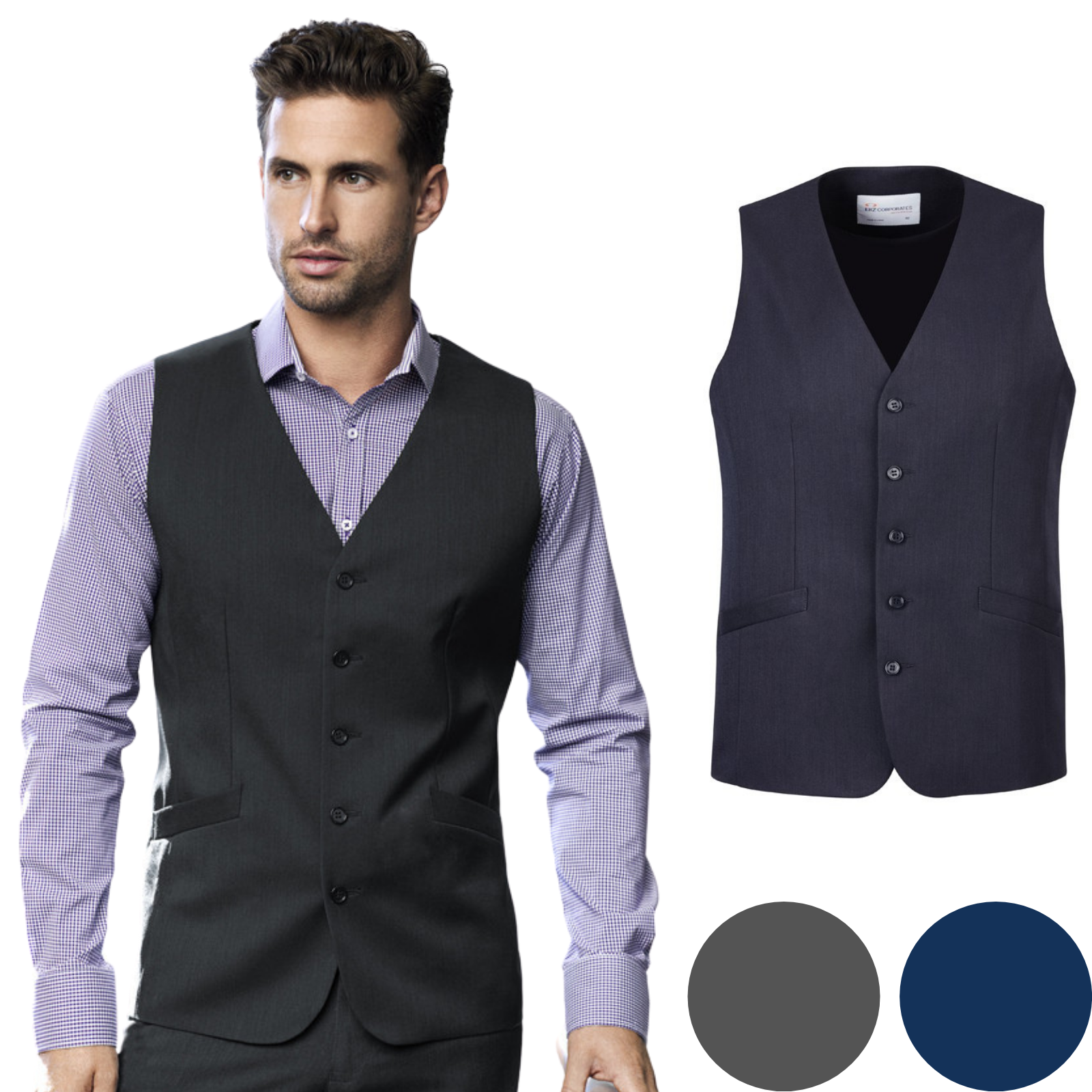 Mens Bamboo Blend Longline Vest Waistcoat w/ Stretch Business Forrnal Dress-0
