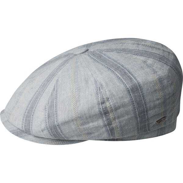 Bailey Mens Willesden Ivy Newsboy Flat Cap Hat - Light Blue Stripe-0