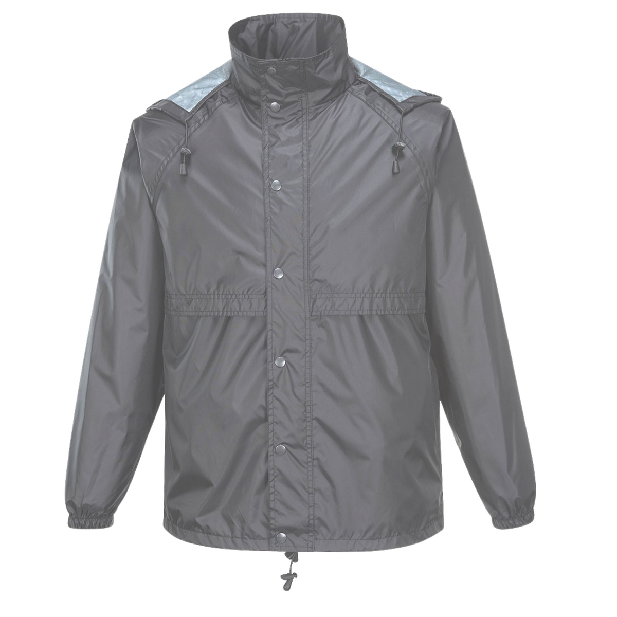 HUSKI STRATUS RAIN JACKET Waterproof Workwear Concealed Hood Windproof Packable - Charcoal