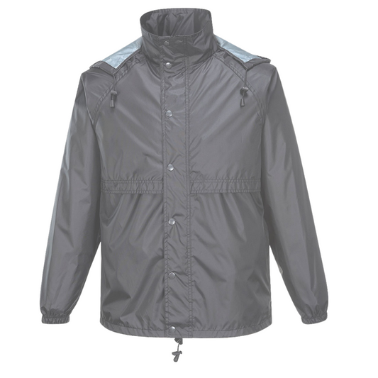 HUSKI STRATUS RAIN JACKET Waterproof Workwear Concealed Hood Windproof Packable - Charcoal