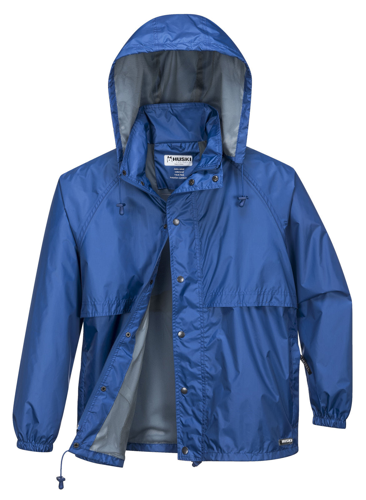 HUSKI STRATUS RAIN JACKET Waterproof Workwear Concealed Hood Windproof Packable-15