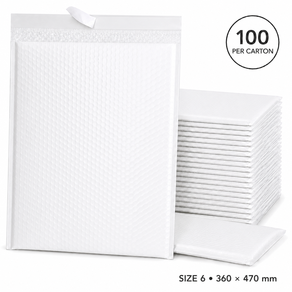 100x White Poly Bubble Mailers Padded Cushioned Postage Envelope - "Size 6" (360mm x 470mm)