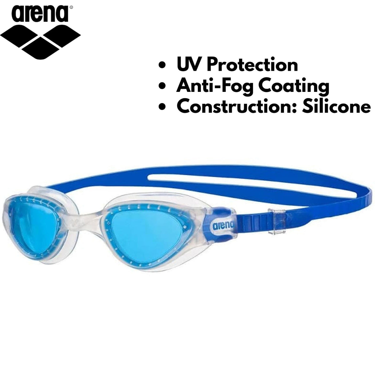 Arena Adult Goggles Swim Cruiser Soft Wide Vision Swimming Goggle - Blue