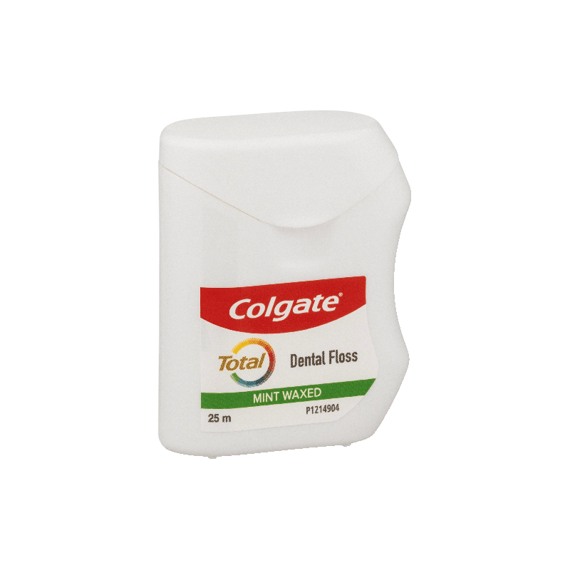 Colgate Total Dental Floss Mint Waxed Plaque Removal Gum Care - 25m