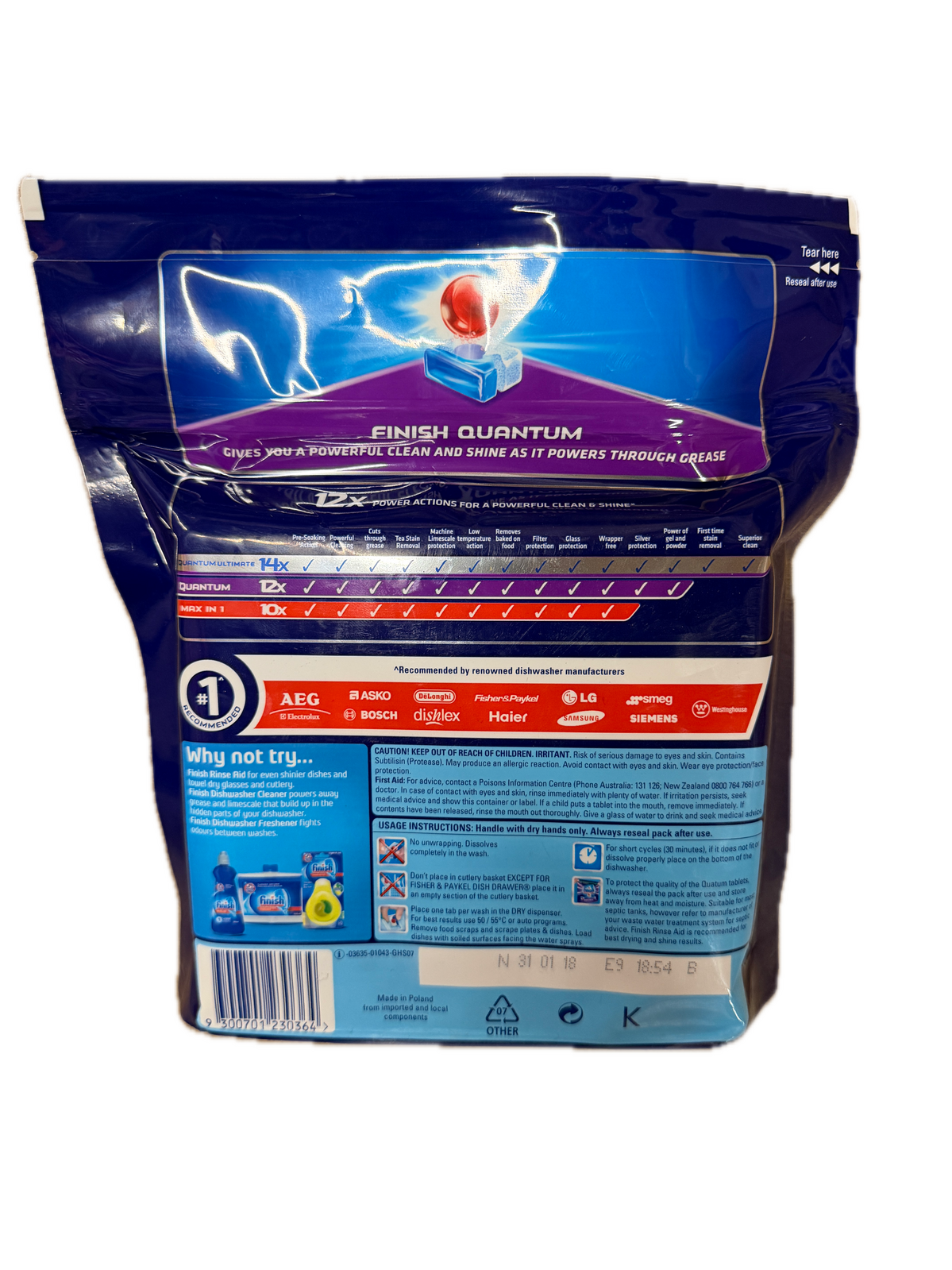 Finish Powerball Quantum Original 40 Dishwashing Tablets (Tabs)