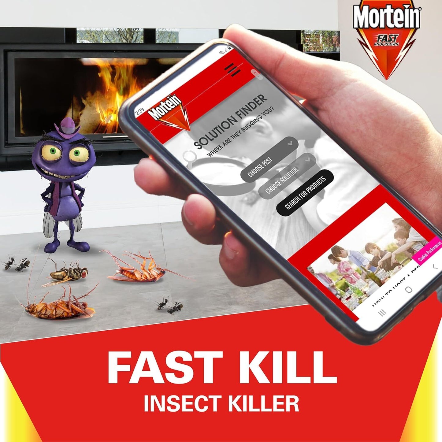 1 Pack of 2 300g Mortein Fast Knockdown Multi Insect Killer Surface Spray