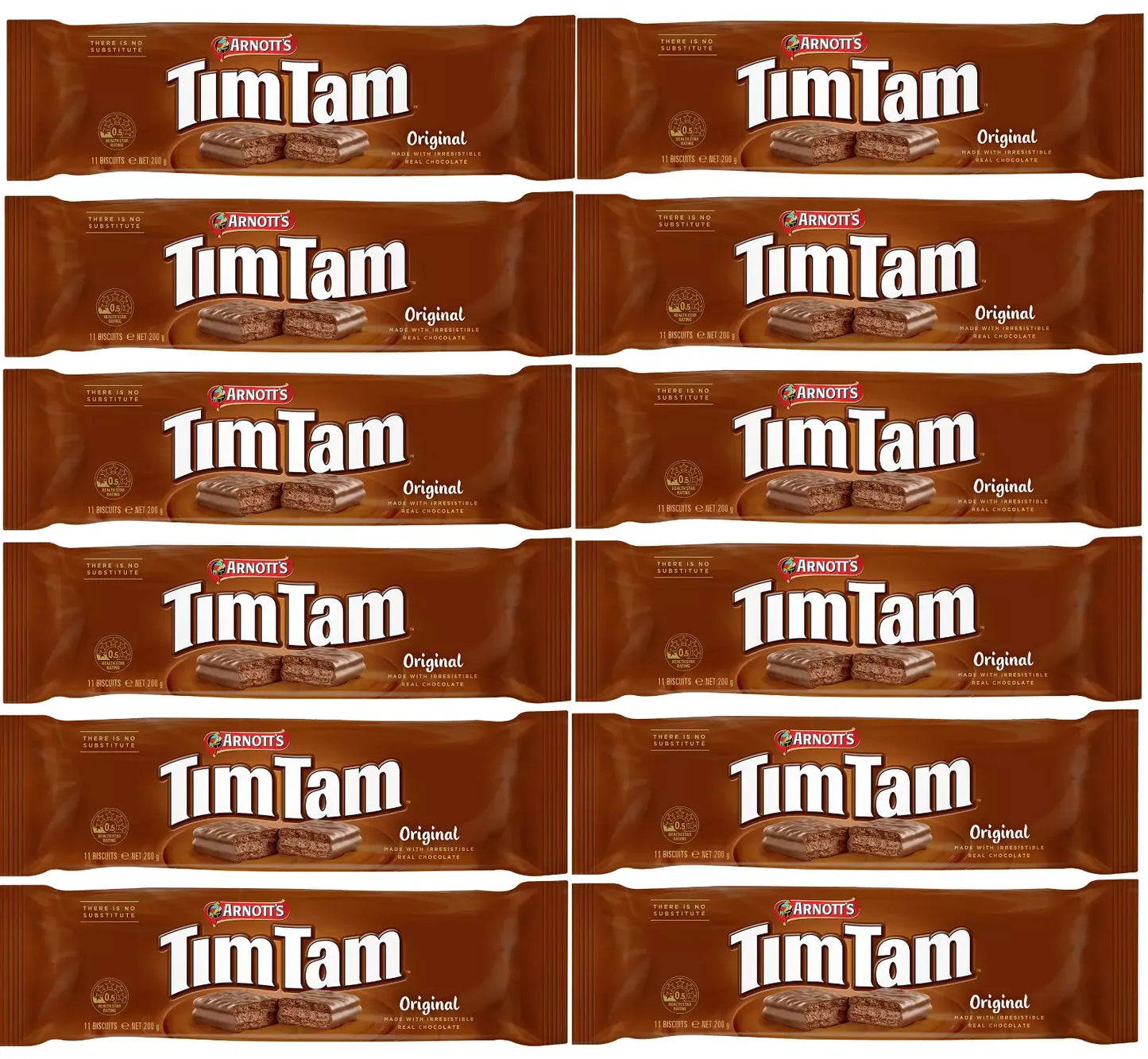 Arnott's Tim Tam Original Chocolate Biscuits 200g - 12 Packets Bulk (Fresh Australian Batch)