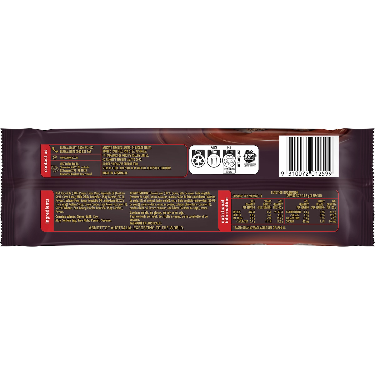Arnott's Tim Tam Dark Chocolate Biscuits 200g - 1 Packet (Fresh Australian Batch)