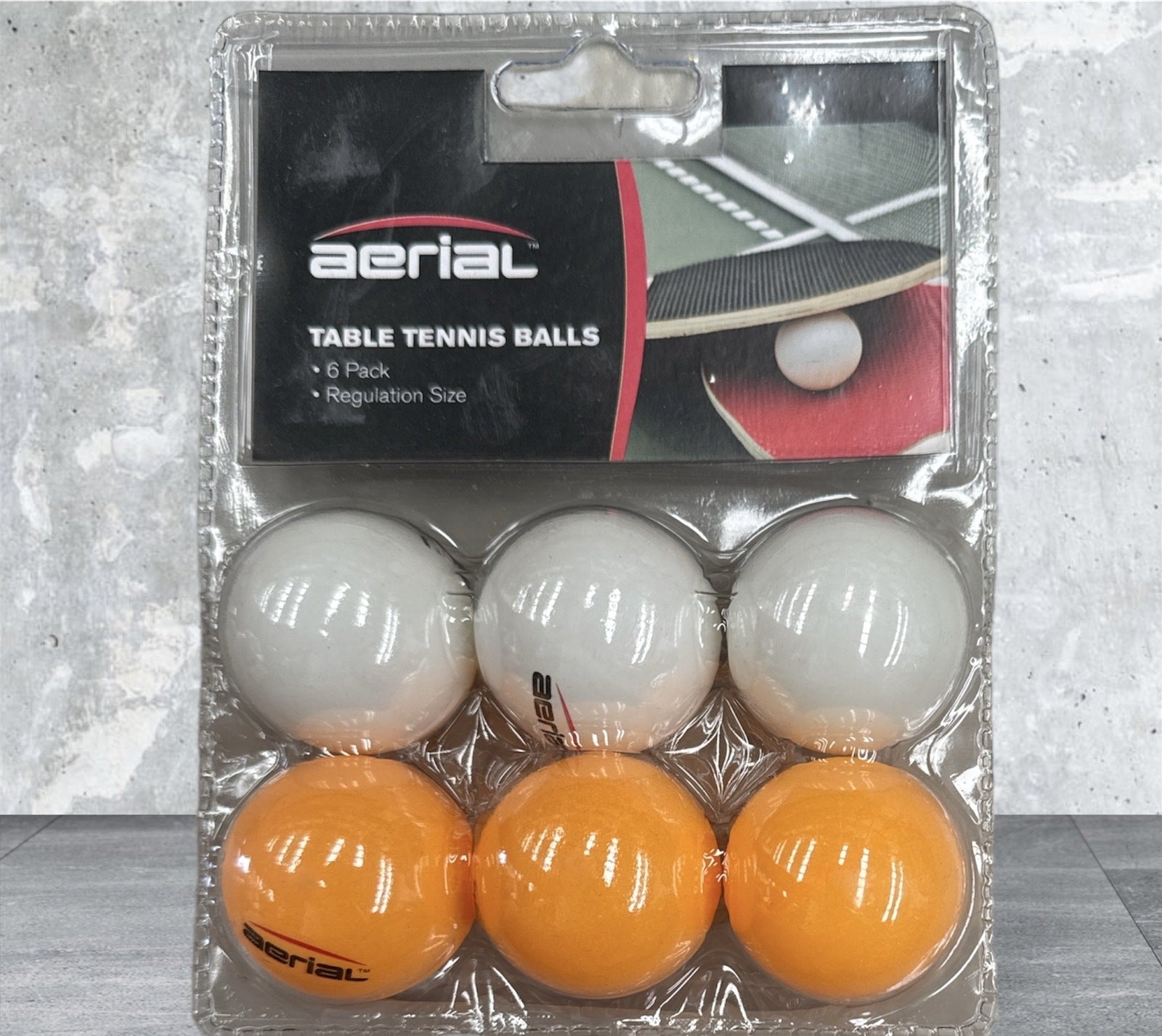 Aerial 1 Pack of 6 Table Tennis Balls - White & Orange-1