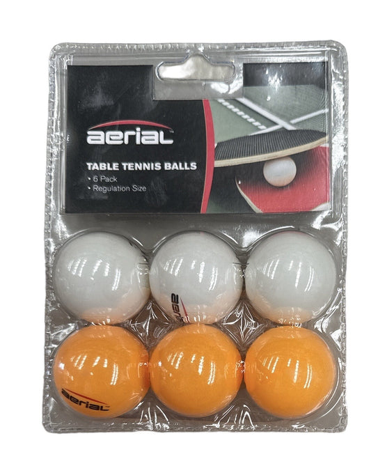Aerial 1 Pack of 6 Table Tennis Balls - White & Orange-0
