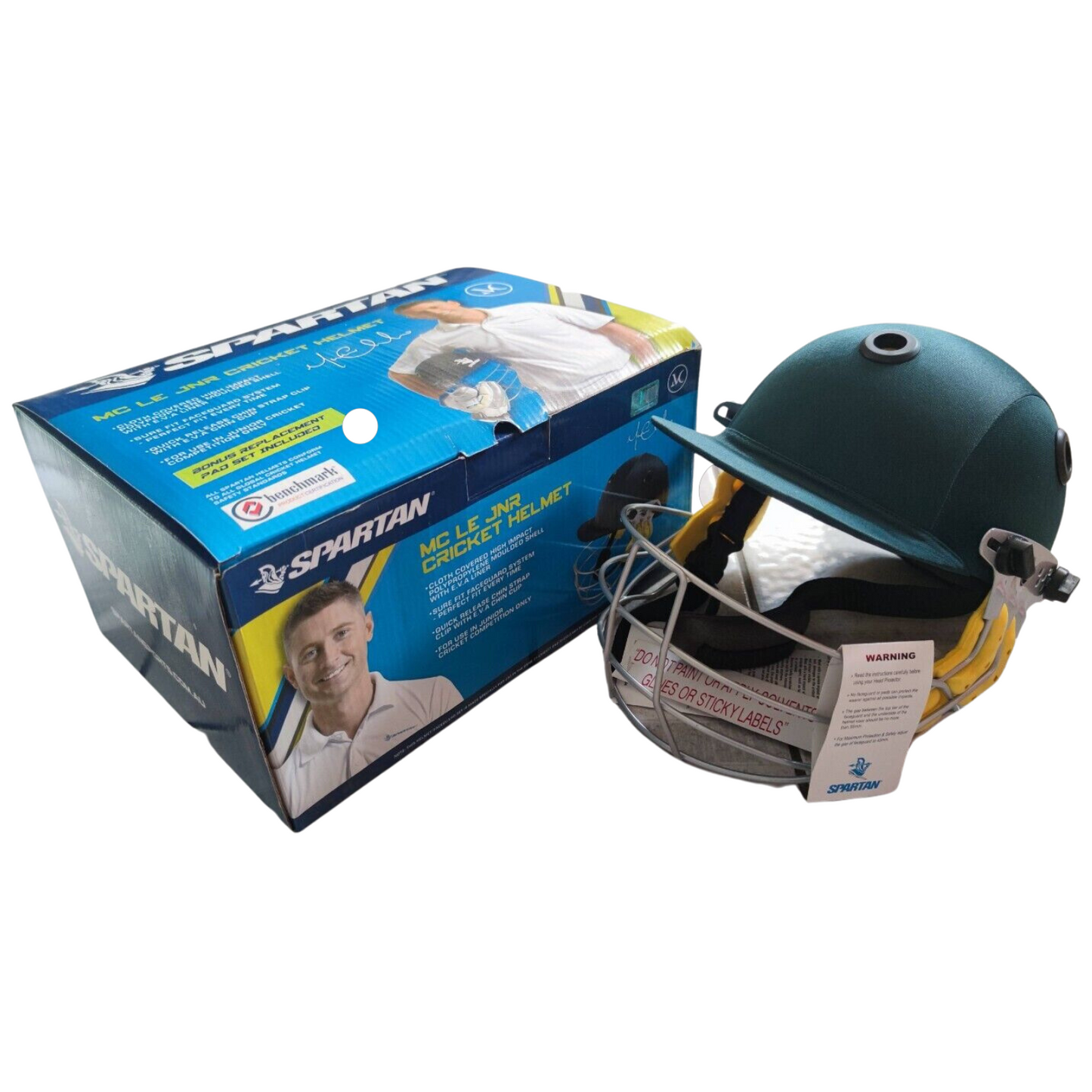 Spartan MC LE Jnr Junior Cricket Helmet Youth - Large Size - Green-1