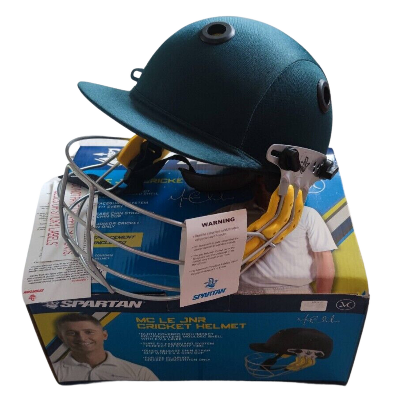 Spartan MC LE Jnr Junior Cricket Helmet Youth - Large Size - Green-2