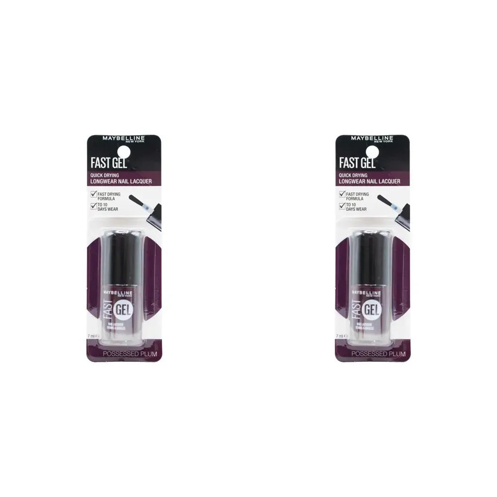 2x Maybelline Fast Gel Quick Drying Longwear Nail Lacquer 6.7ml  - 13 Possessed Plum