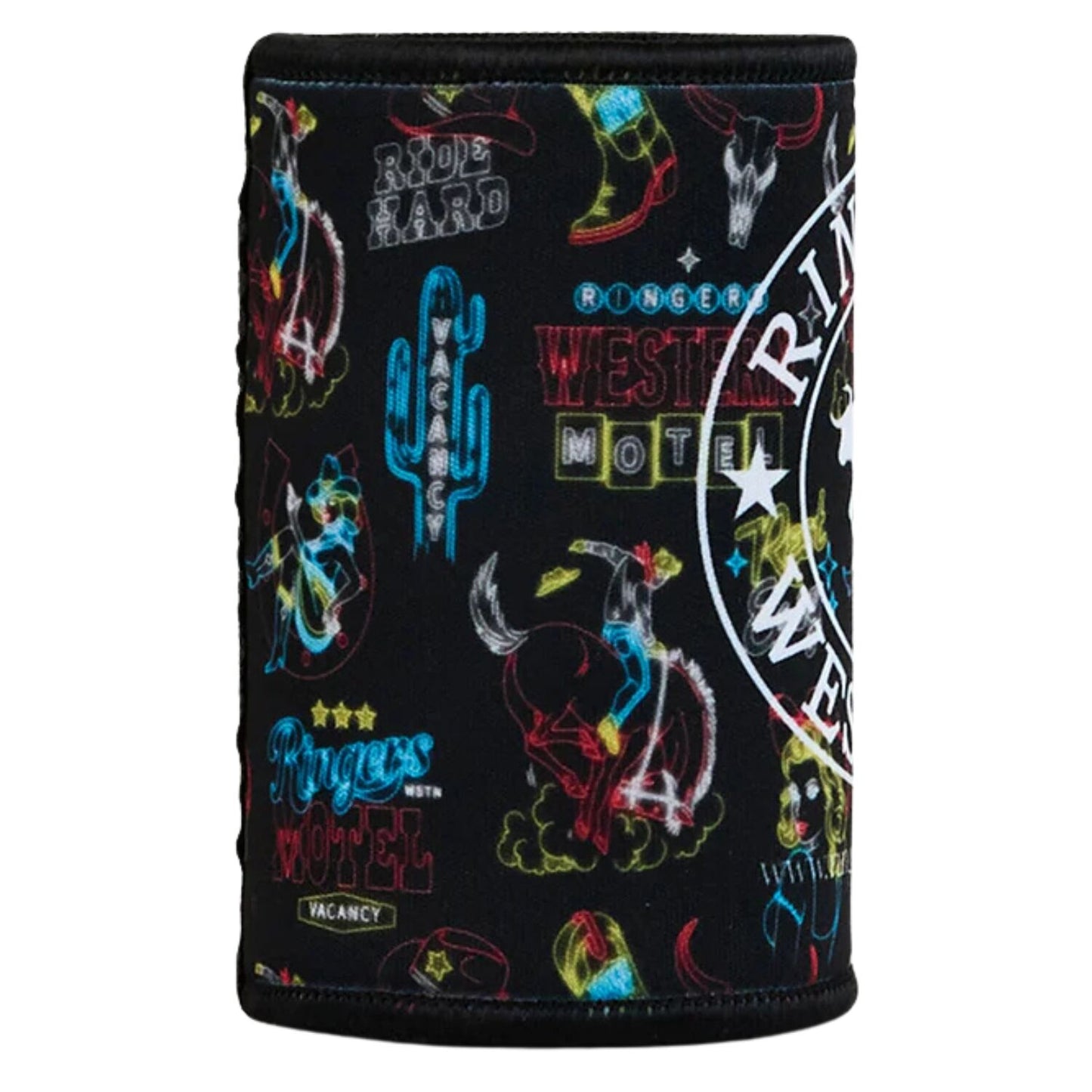 Ringers Western Stubby Cooler Holder Neoprene Saloon Design in Mulberry