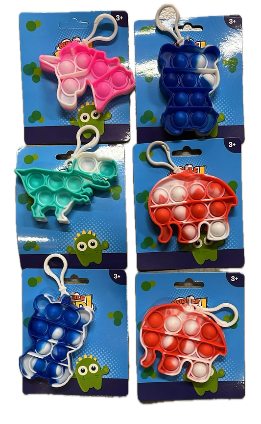 1x Push Bubble Pop It Fidget Keyring Squeeze Toy Sensory Silicone Stress Reliever
