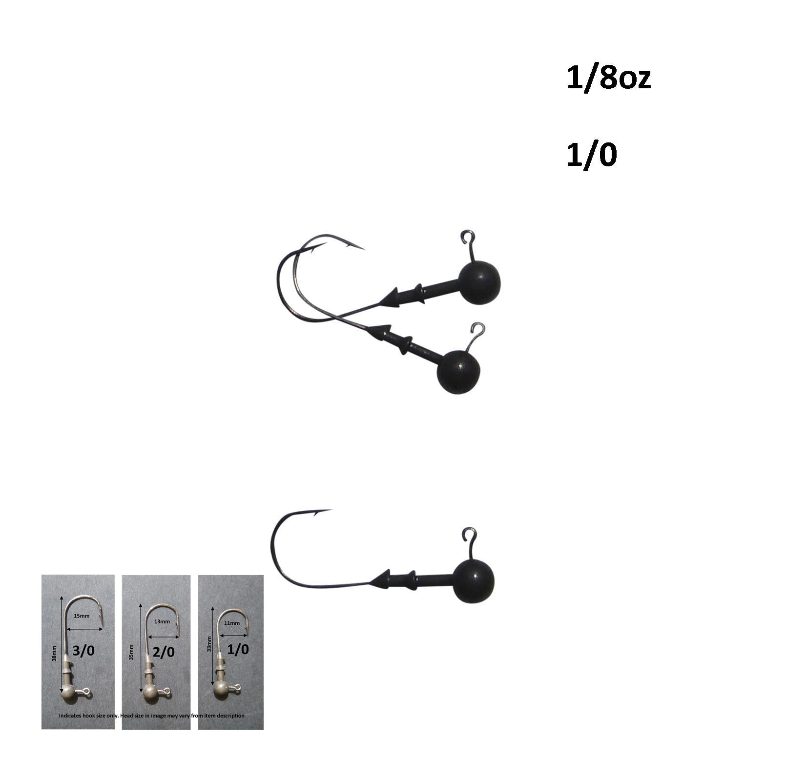 Vike 1/8 oz Round Jig Head with a Size 1/0 Hook Tungsten, 3 pack-1