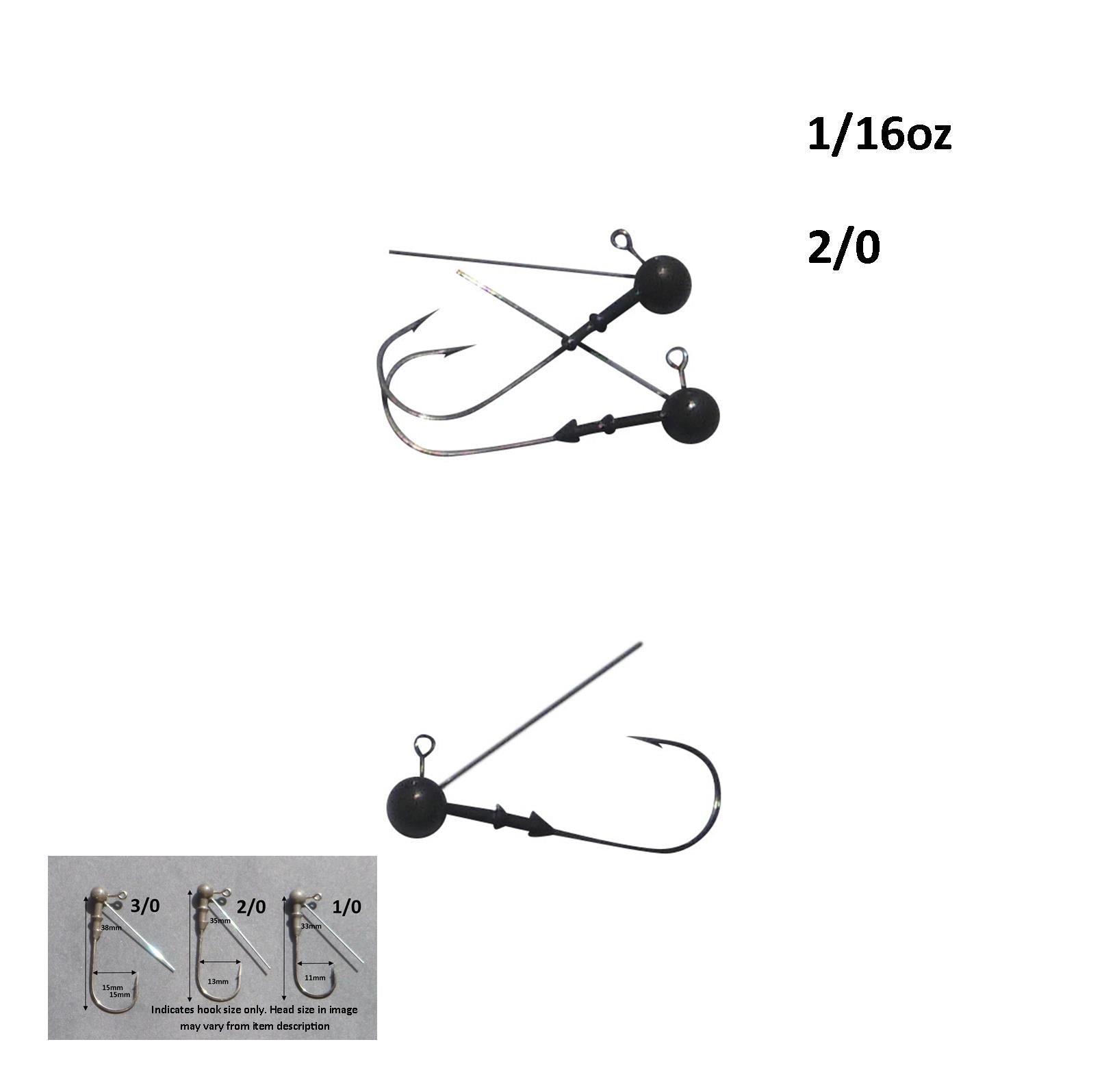 Vike 1/16 oz Weedless Round  Jig Head with a Size 2/0 Hook Tungsten, 4 pack-1